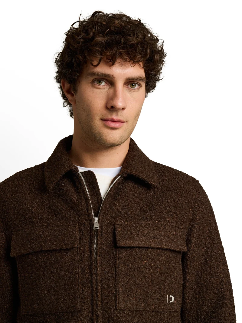 bouclé overshirt, cool dark brown melange