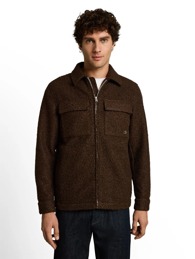 bouclé overshirt, cool dark brown melange