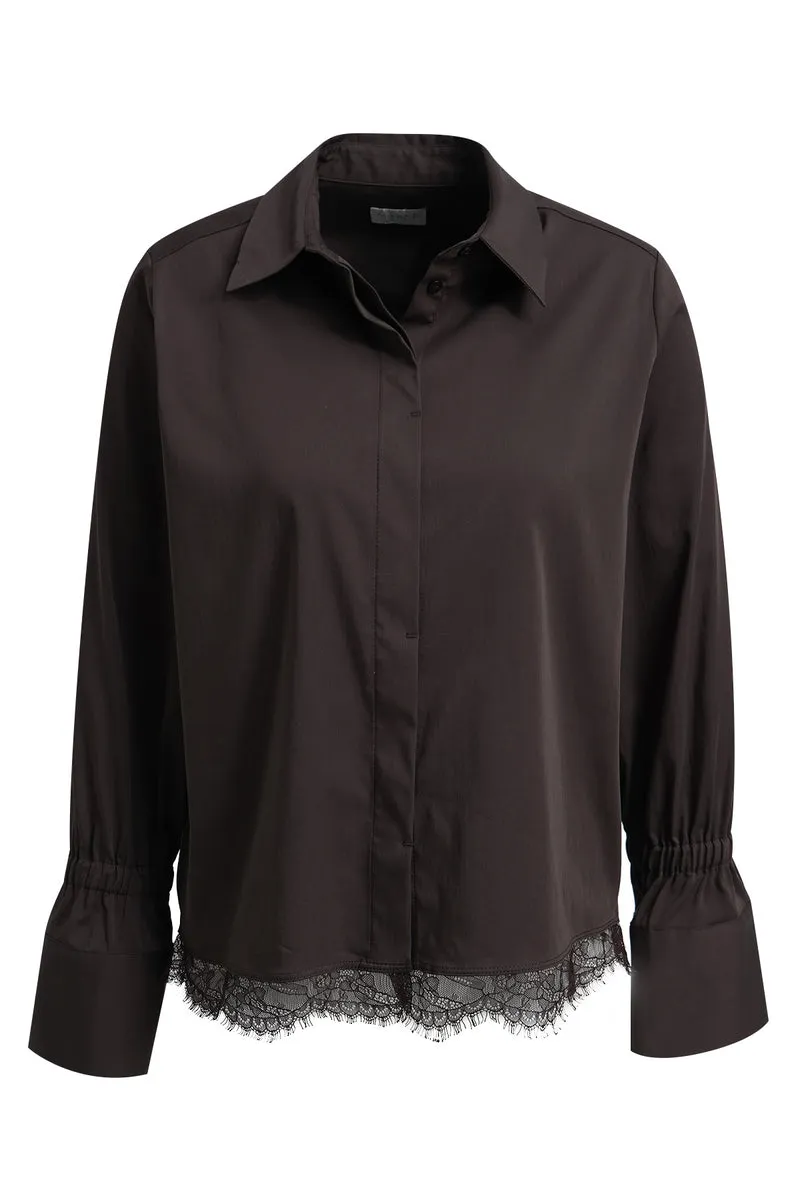 SHIRT BLOUSE W/ ELASTIC GATHERING A, MOCCA