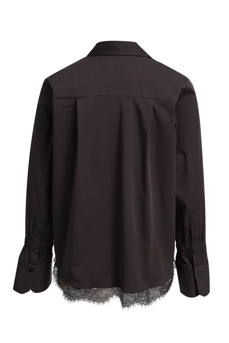 SHIRT BLOUSE W/ ELASTIC GATHERING A, MOCCA