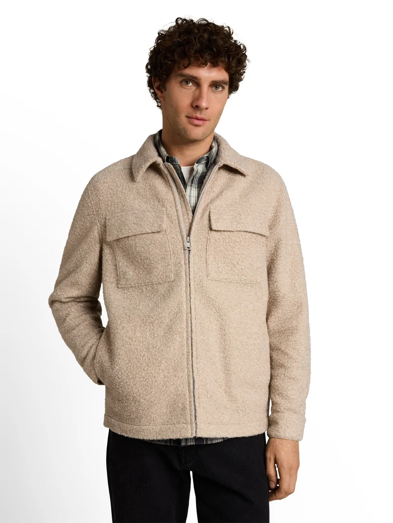 bouclé overshirt, dusty beige melange