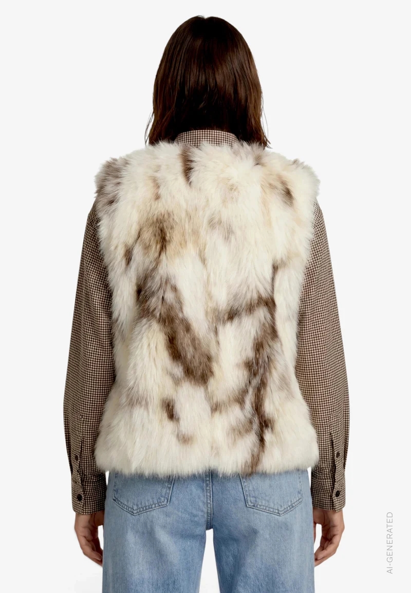 Weste Plüsch, Cream/Brown