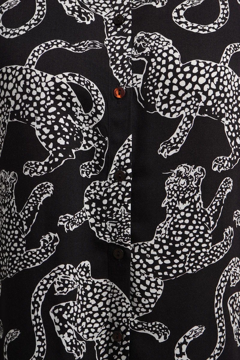 SHIRT BLOUSE 1/1 SLEEVE, MOCCA PRINT