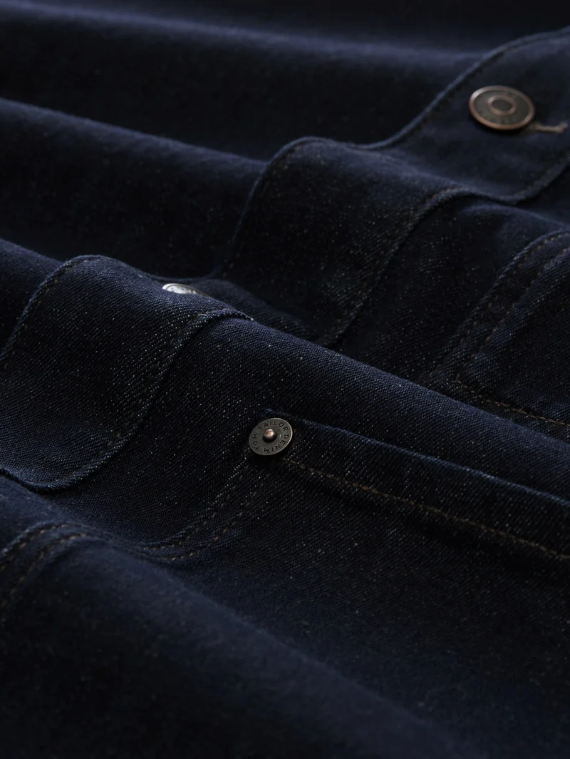 denim blouson with corduroy co, Rinsed Blue Denim