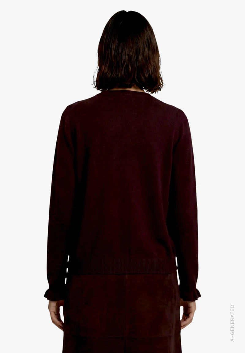 Strickjacke Kurz 1/1 Arm, Dark Brown Melange