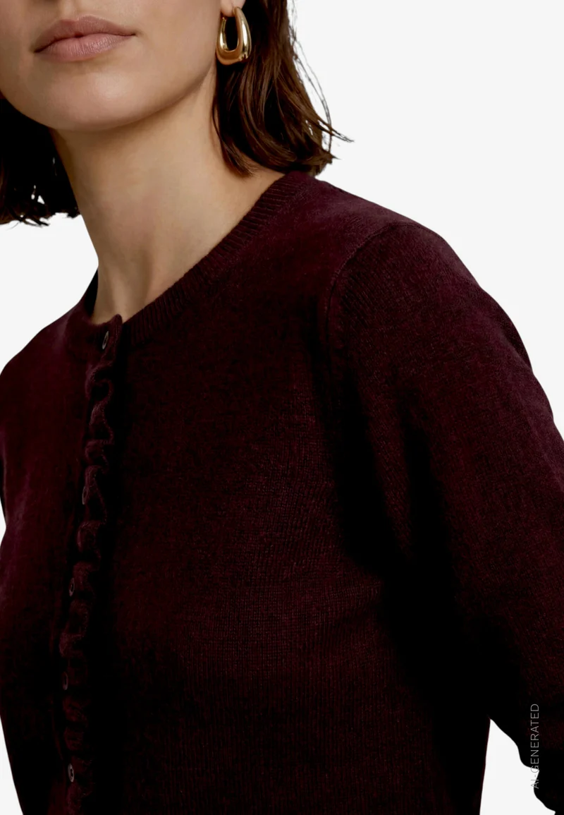 Strickjacke Kurz 1/1 Arm, Dark Brown Melange
