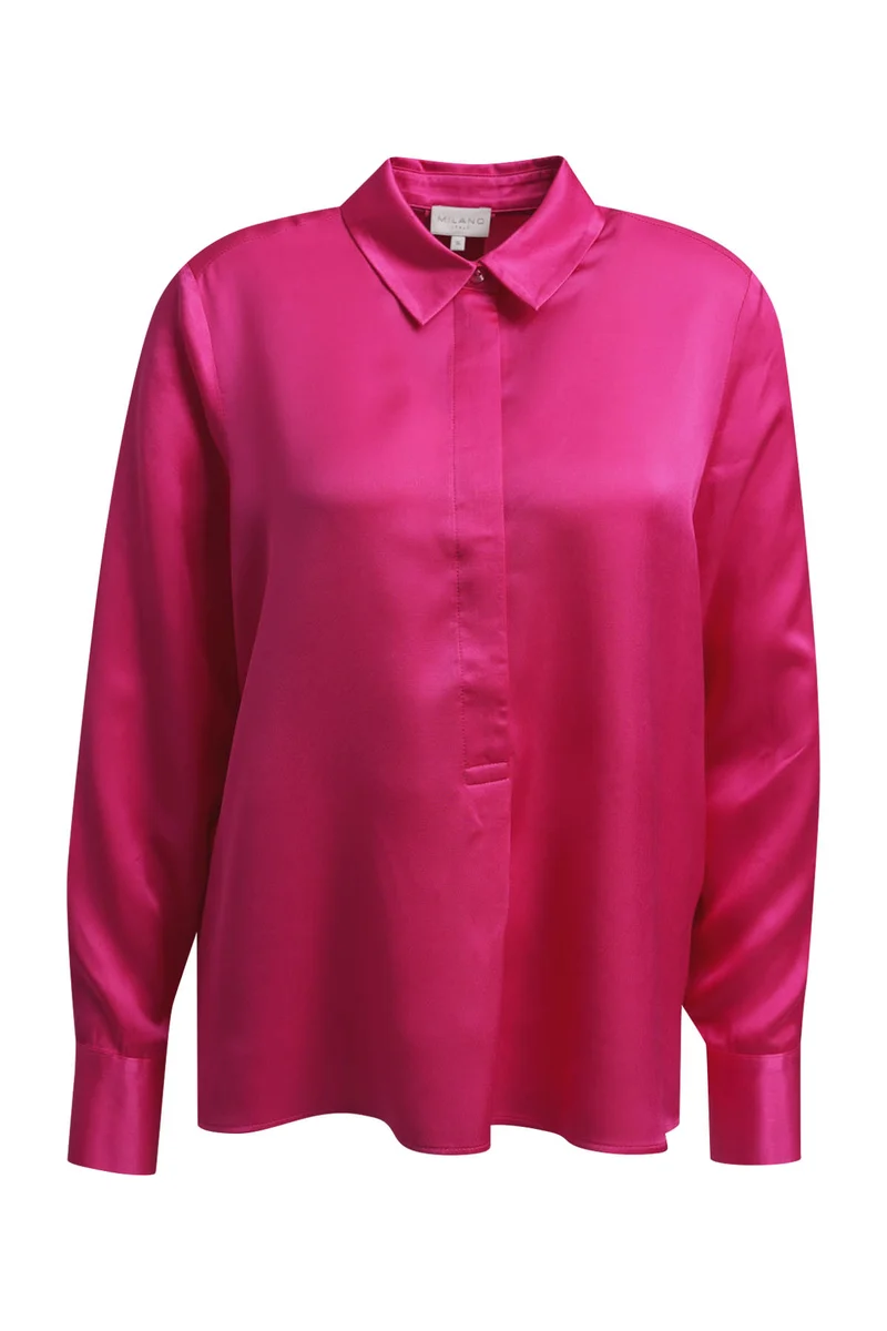 SHIRT BLOUSE WITH HALF PLACKET 1/1, FUCHSIA