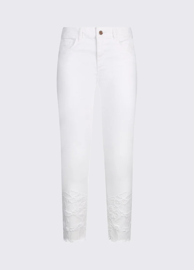 Skinny Trousers with Broderie Anglaise