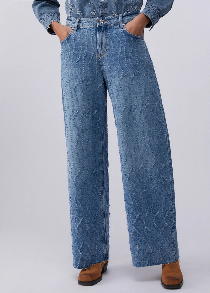 Flared Jeans with Laser-Etched Details