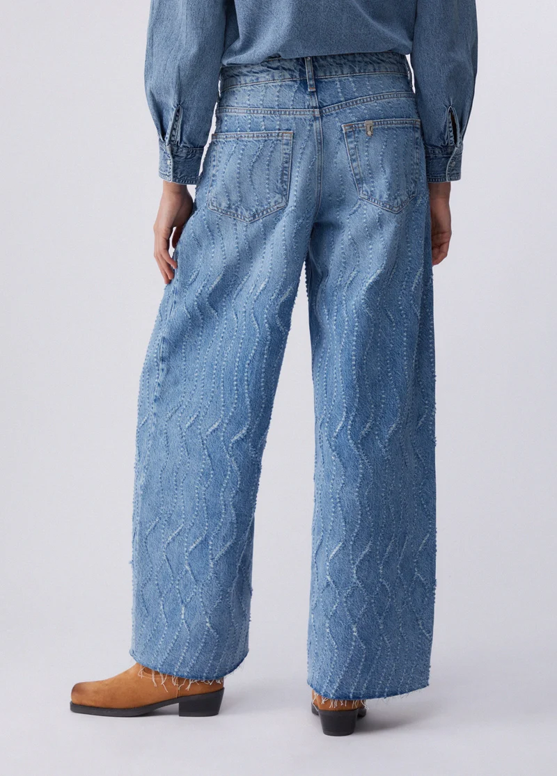 Flared Jeans with Laser-Etched Details