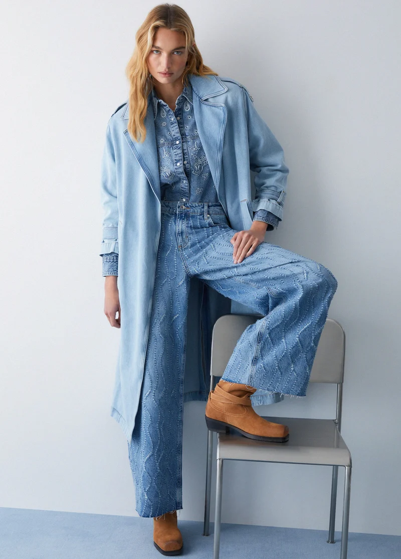 Flared Jeans with Laser-Etched Details