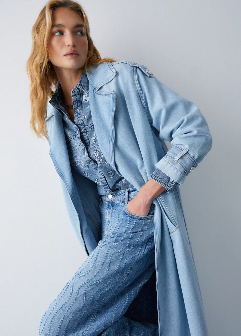 Flared Jeans with Laser-Etched Details