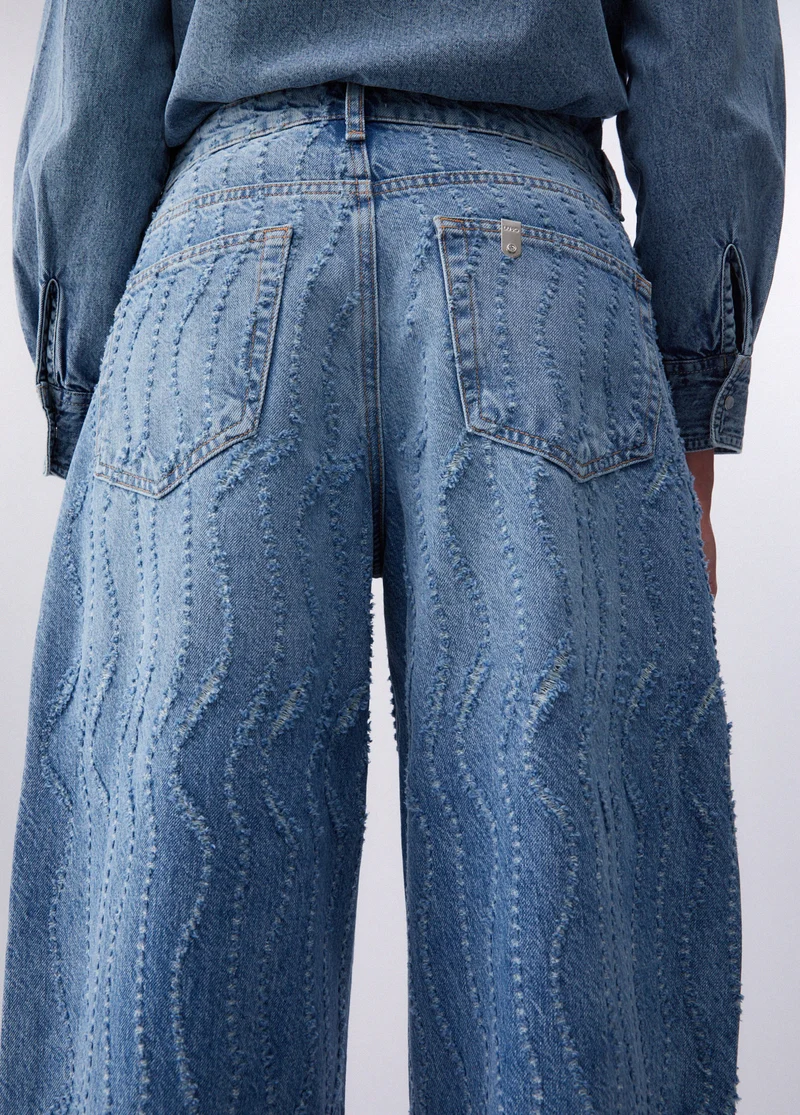 Flared Jeans with Laser-Etched Details