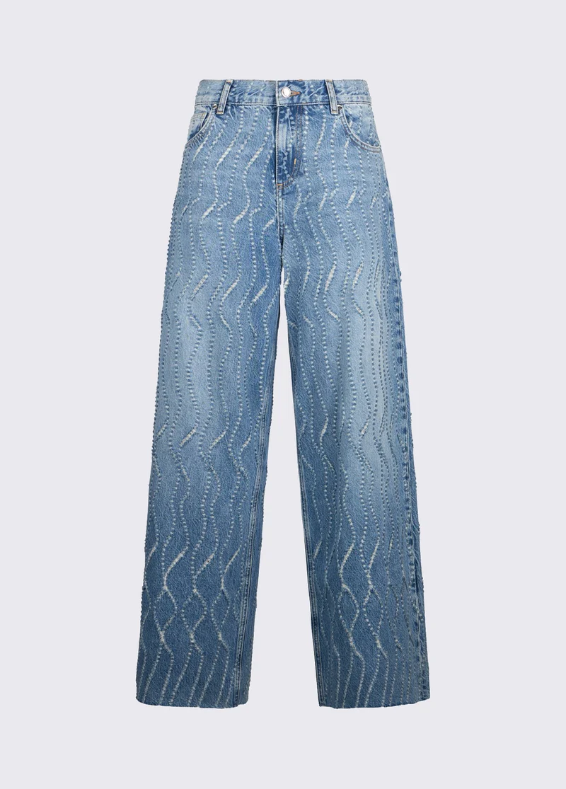 Flared Jeans with Laser-Etched Details