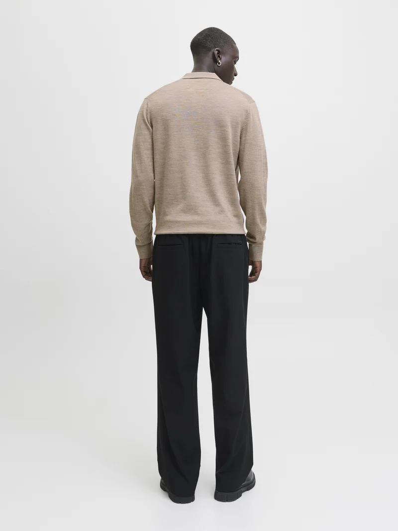 JJMERINO KNIT POLO, Greige/Melange