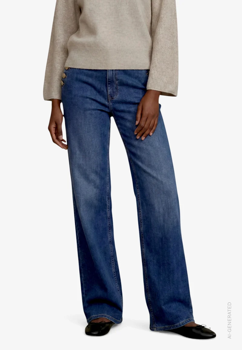 Hose Jeans 1/1 Länge, Dark Blue Denim