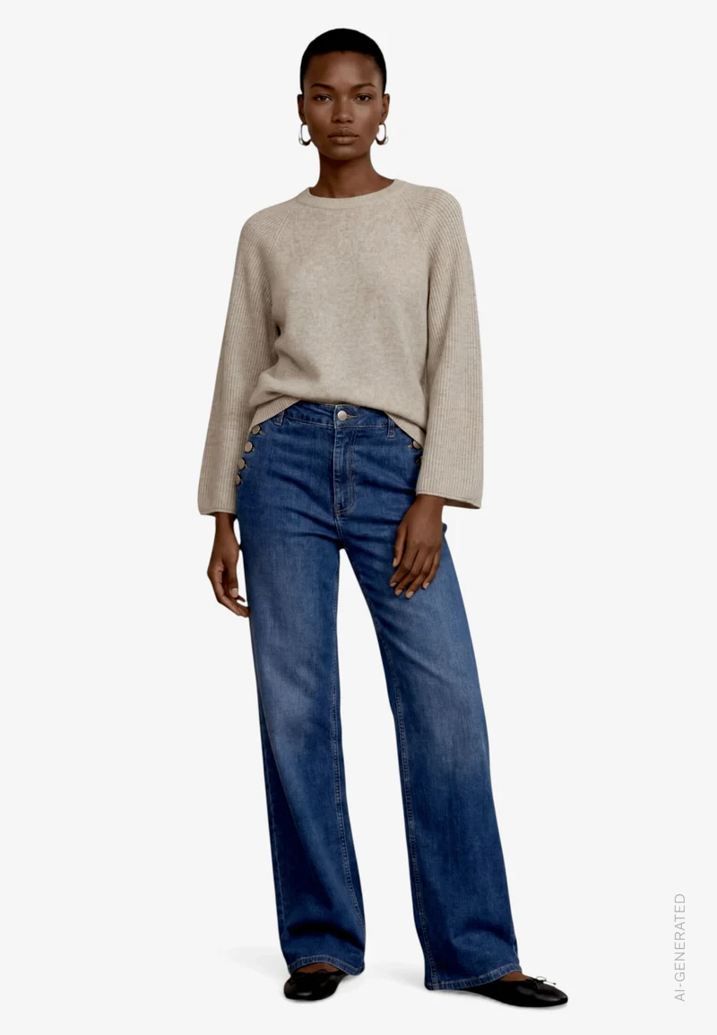 Hose Jeans 1/1 Länge, Dark Blue Denim