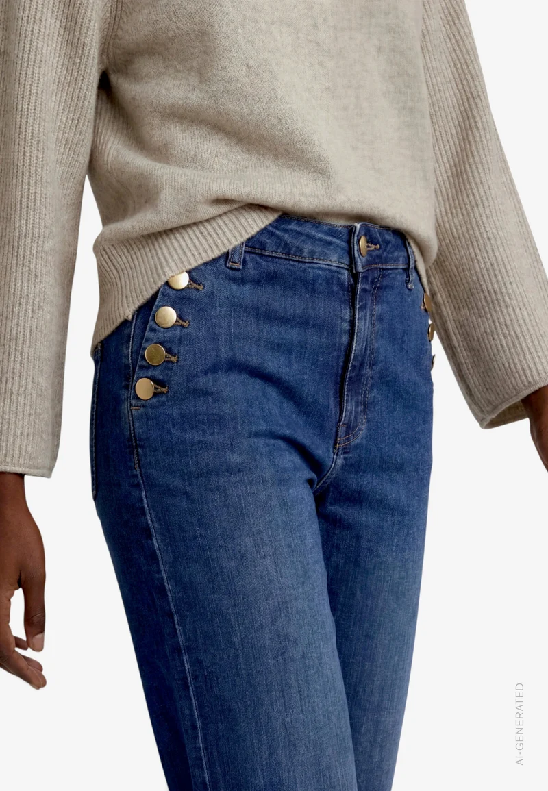 Hose Jeans 1/1 Länge, Dark Blue Denim
