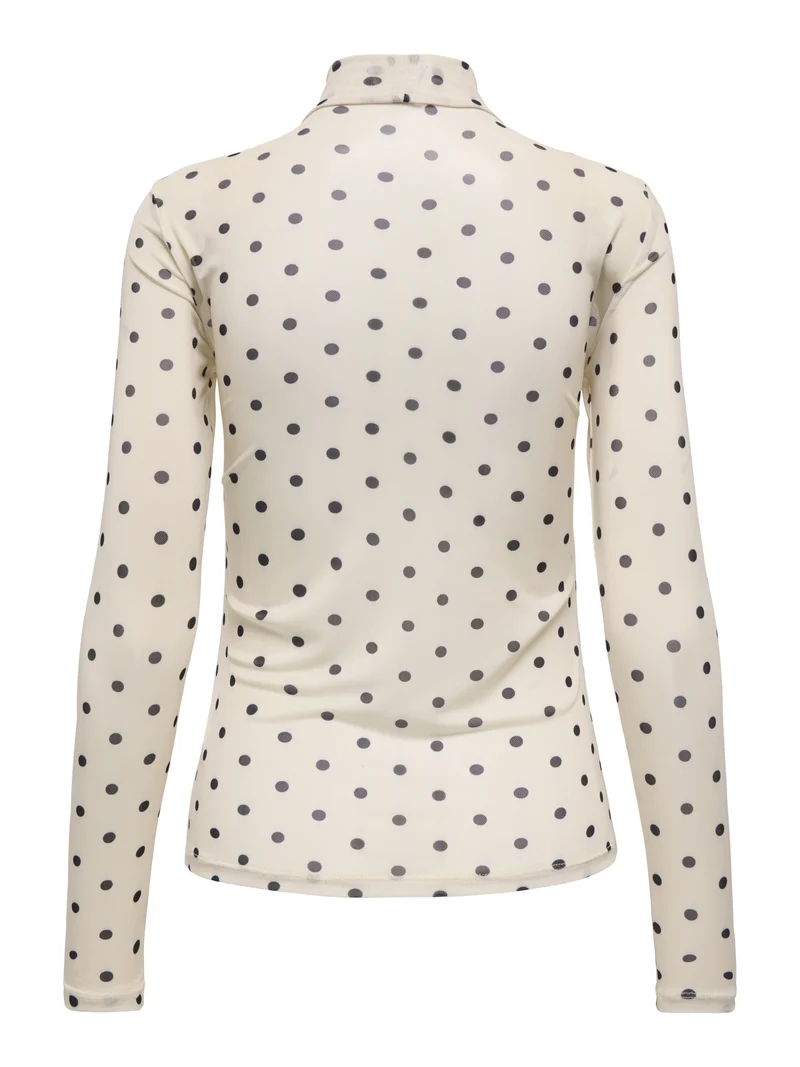 ONLERICA MESH L/S TOP JRS NOOS, Seedpearl/Black dot
