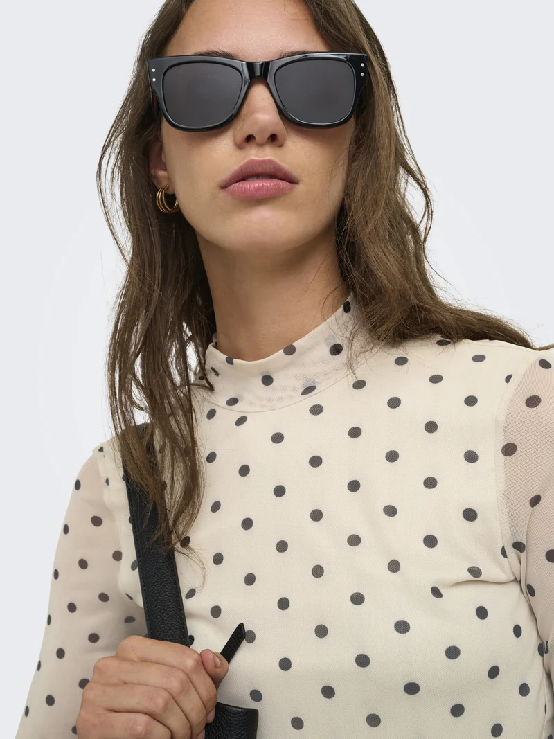 ONLERICA MESH L/S TOP JRS NOOS, Seedpearl/Black dot
