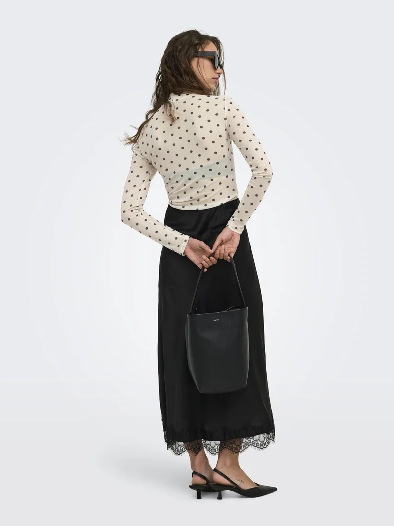 ONLERICA MESH L/S TOP JRS NOOS, Seedpearl/Black dot