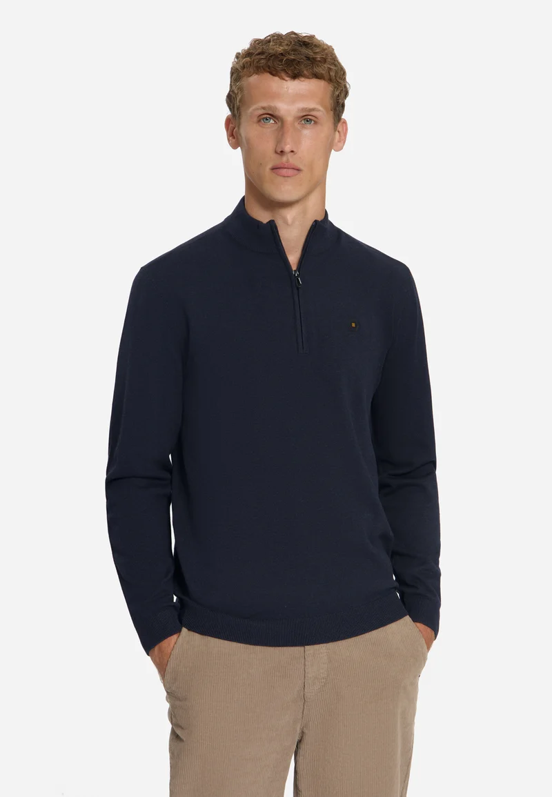 Pullover Half Zip Melange, Dark Night