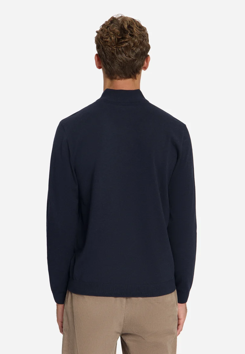 Pullover Half Zip Melange, Dark Night