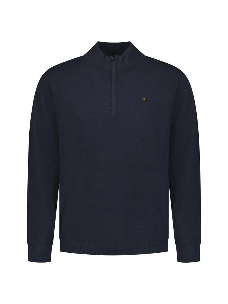 Pullover Half Zip Melange, Dark Night