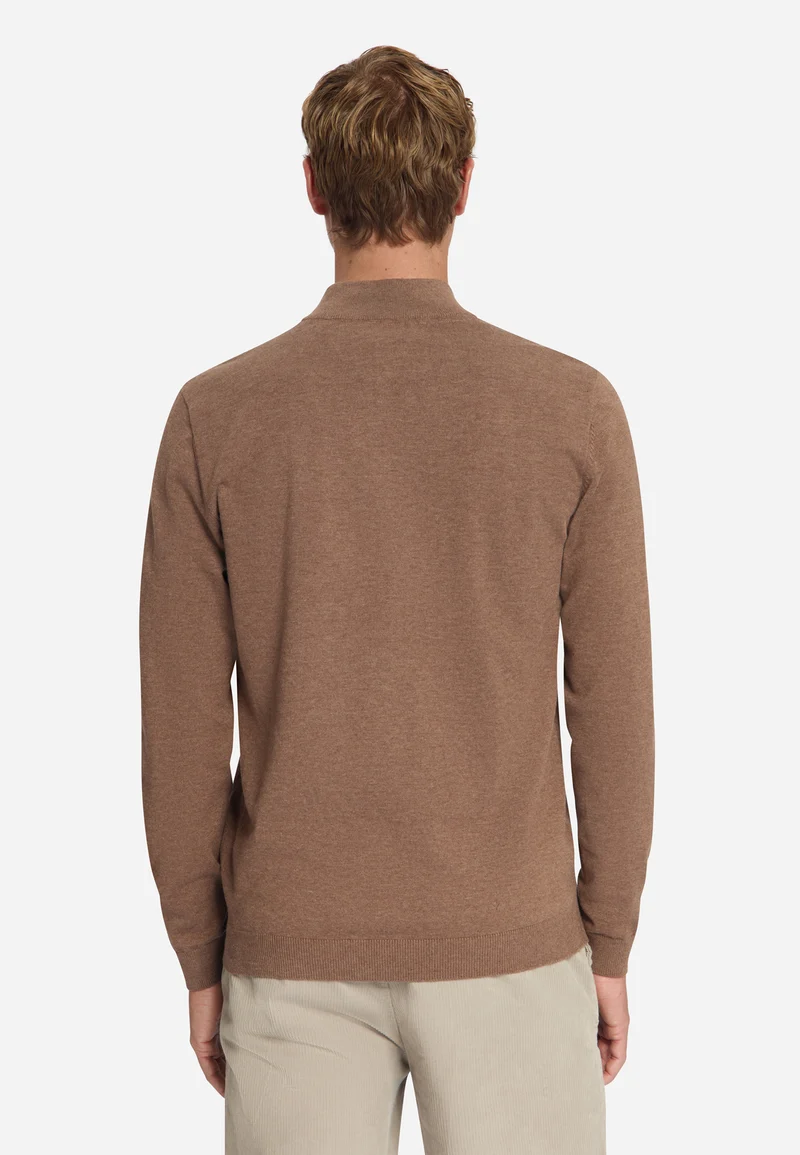 Pullover Half Zip Melange, Light Brown