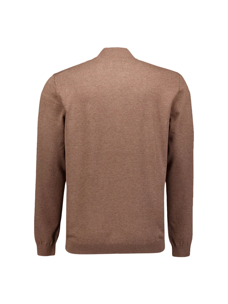 Pullover Half Zip Melange, Light Brown