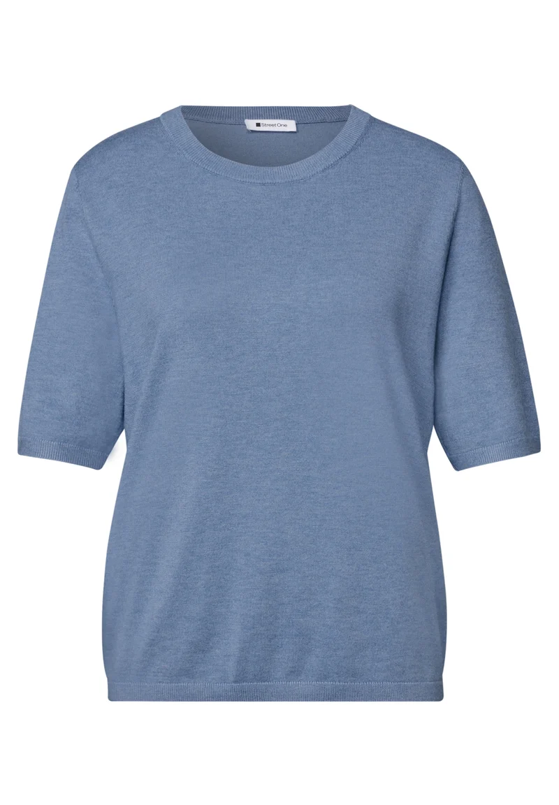 short sleeve sweater, northern blue mel.
