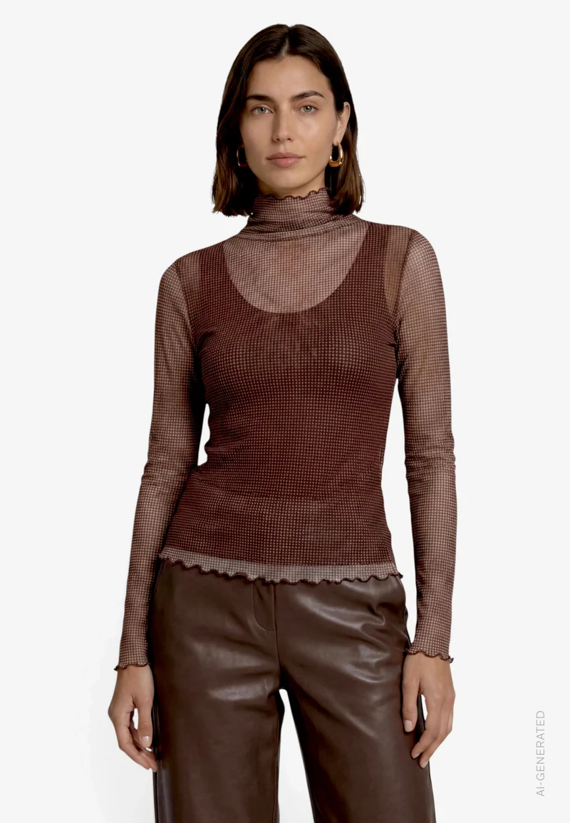 Shirt Kurz 1/1 Arm, Beige/Brown