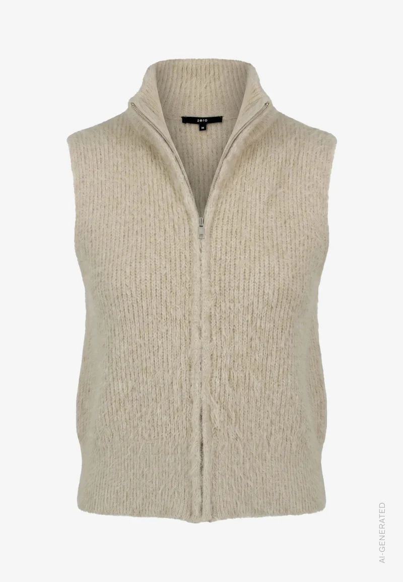 Strickjacke Kurz ohne Arm, Pastel-Cream