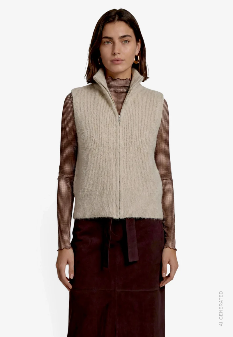 Strickjacke Kurz ohne Arm, Pastel-Cream