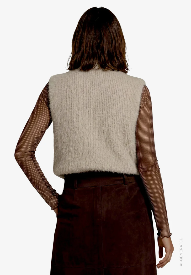 Strickjacke Kurz ohne Arm, Pastel-Cream