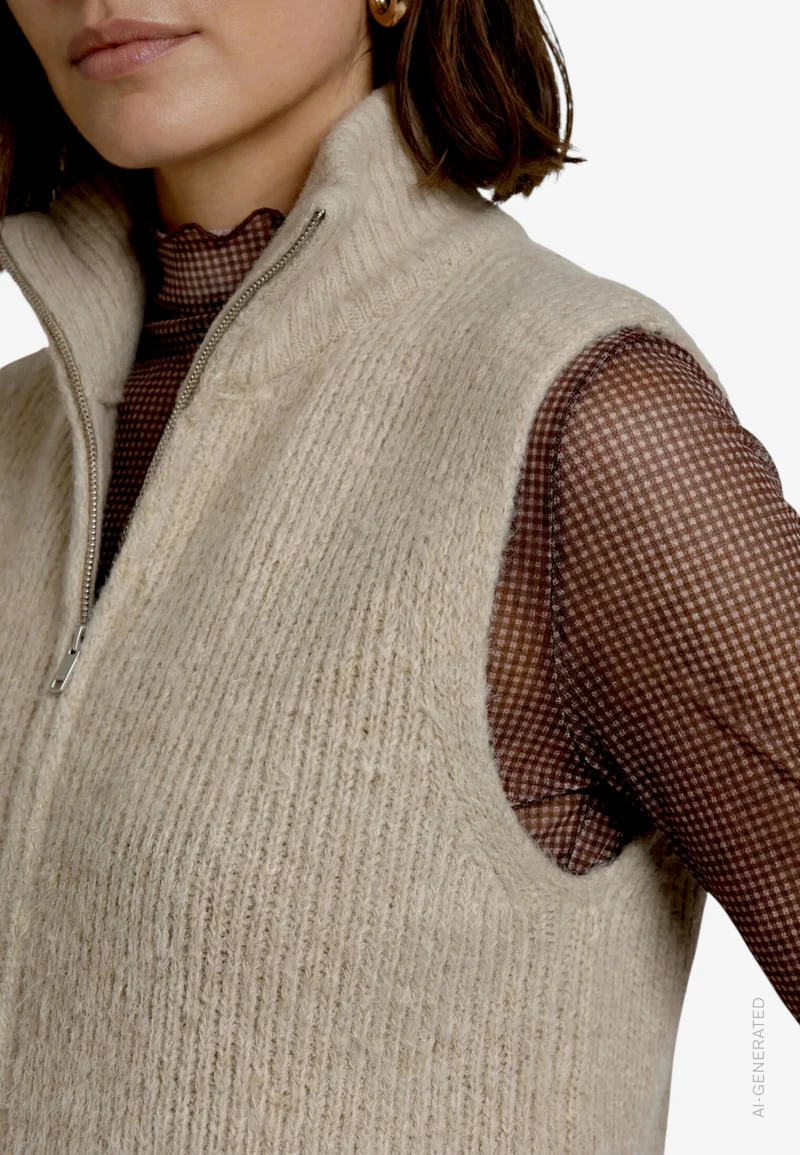 Strickjacke Kurz ohne Arm, Pastel-Cream