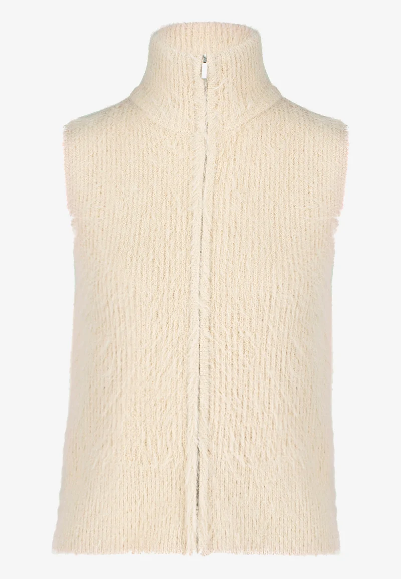 Strickjacke Kurz ohne Arm, Pastel-Cream