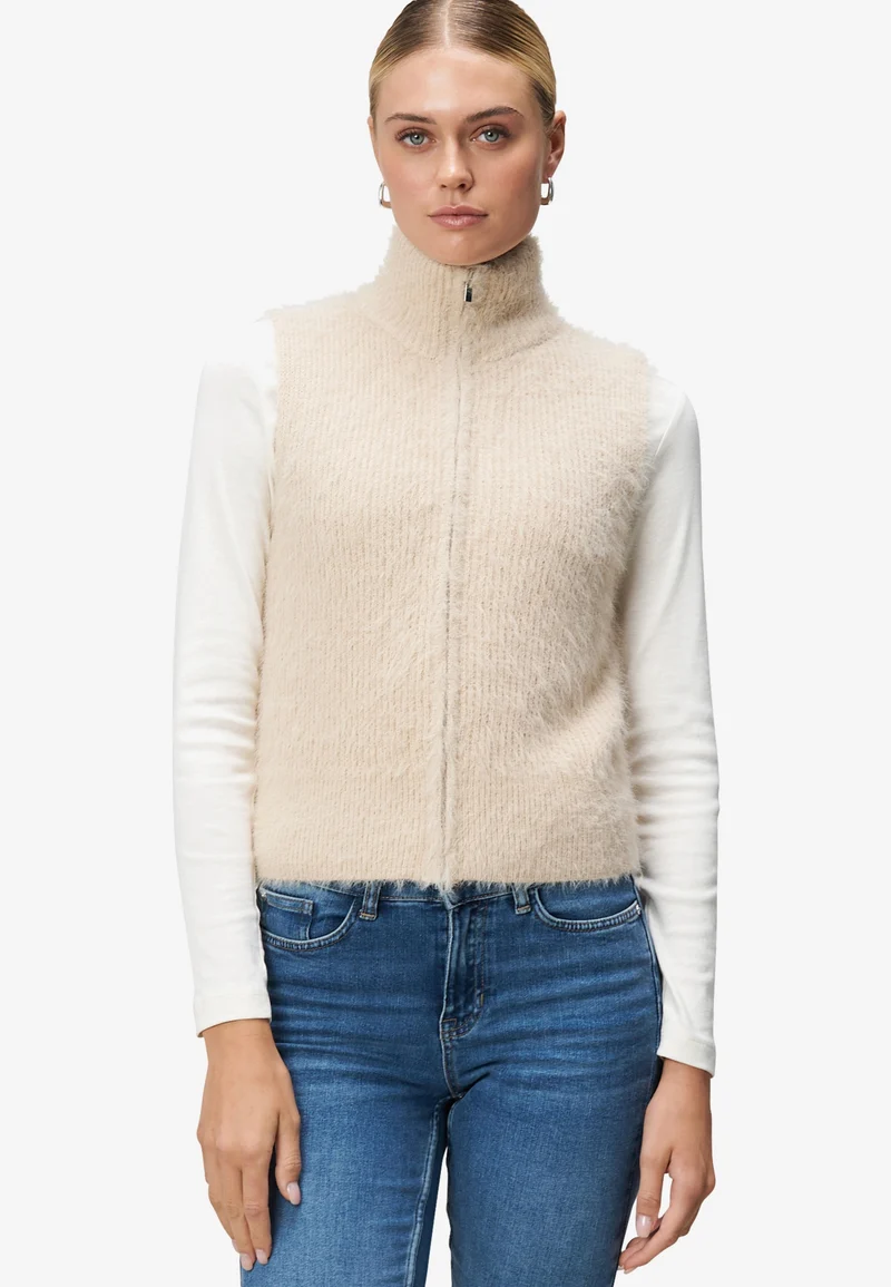 Strickjacke Kurz ohne Arm, Pastel-Cream
