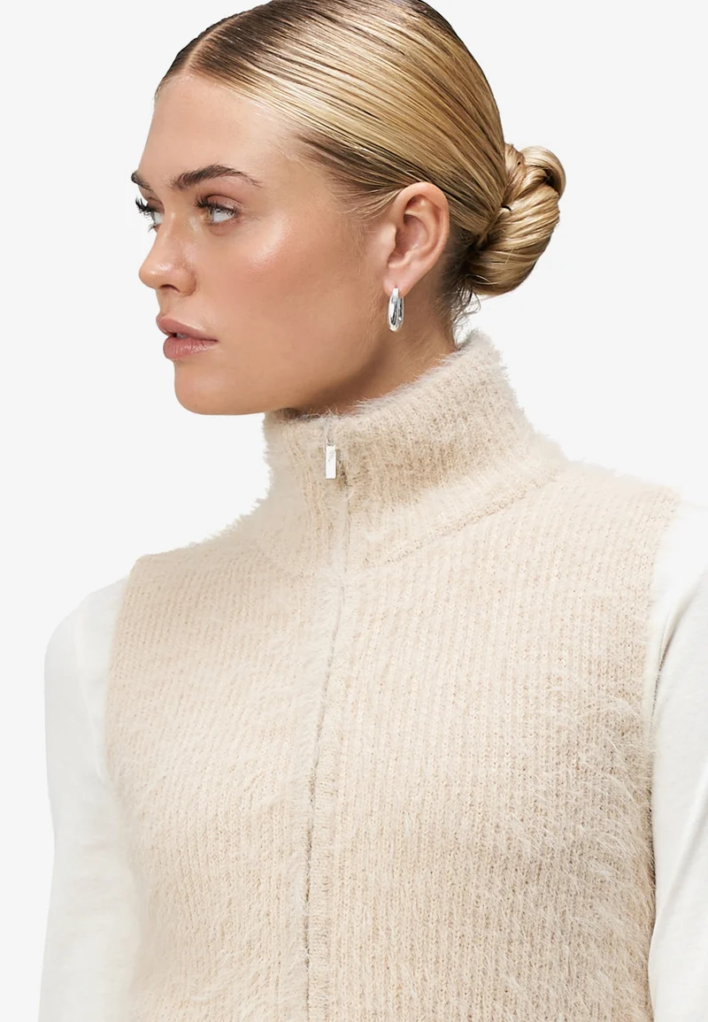 Strickjacke Kurz ohne Arm, Pastel-Cream