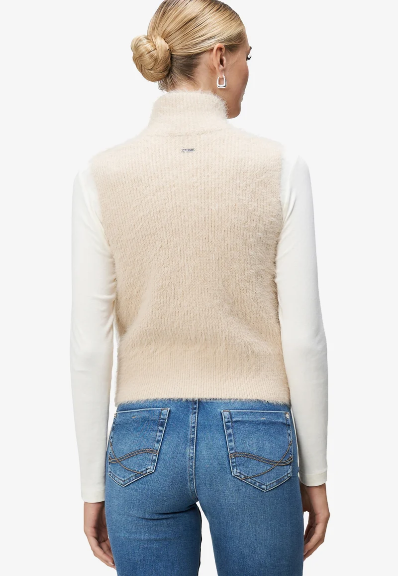 Strickjacke Kurz ohne Arm, Pastel-Cream