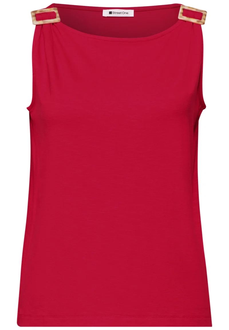 LTD QR slub jersey top w.shoul, salsa red