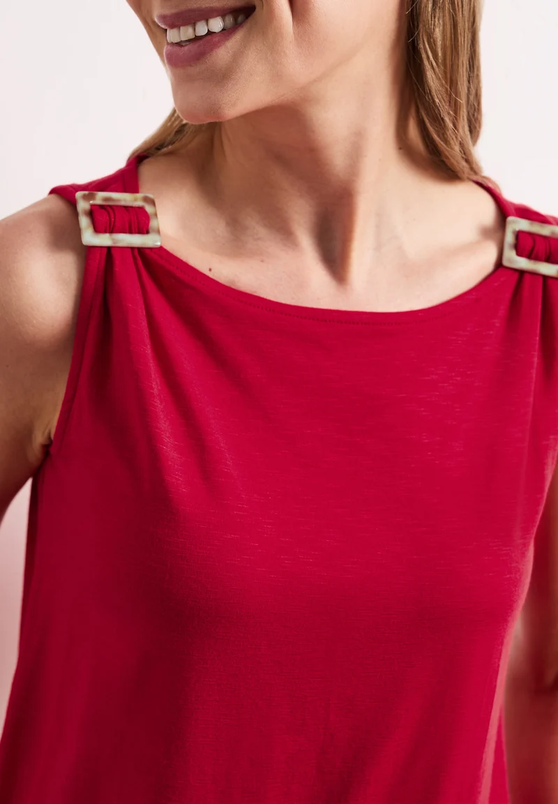 LTD QR slub jersey top w.shoul, salsa red