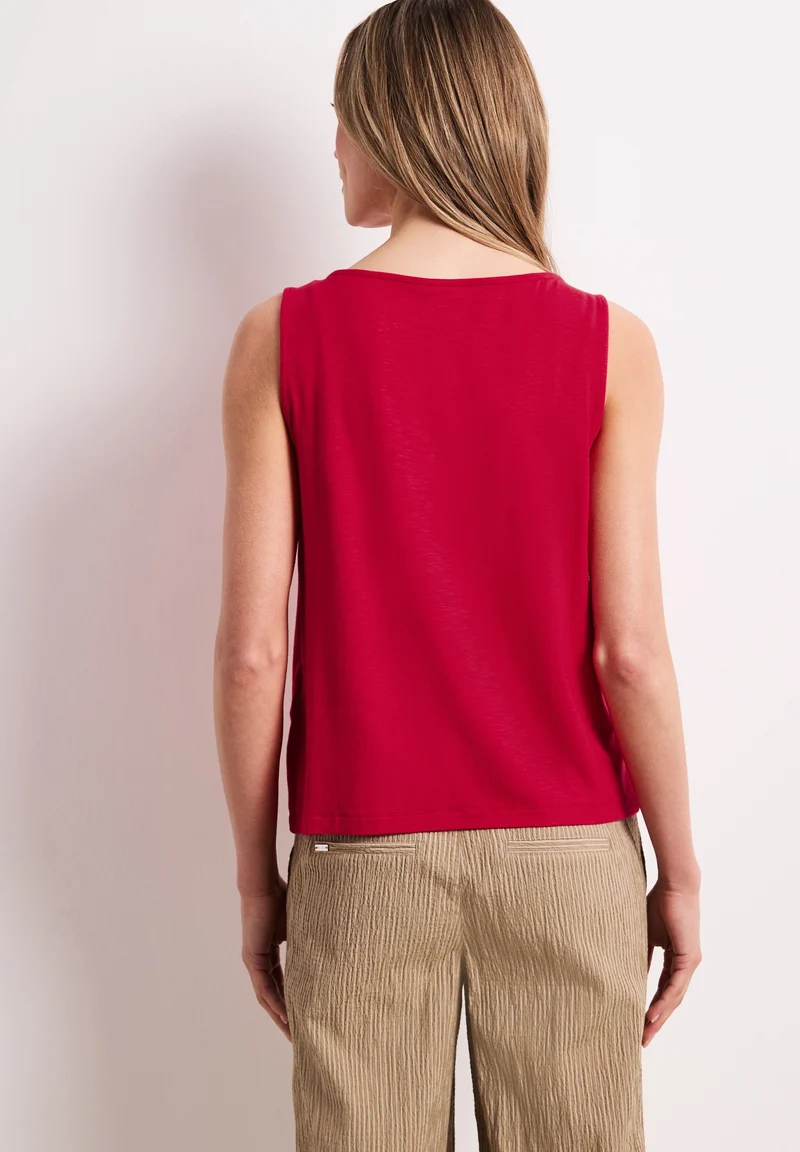 LTD QR slub jersey top w.shoul, salsa red