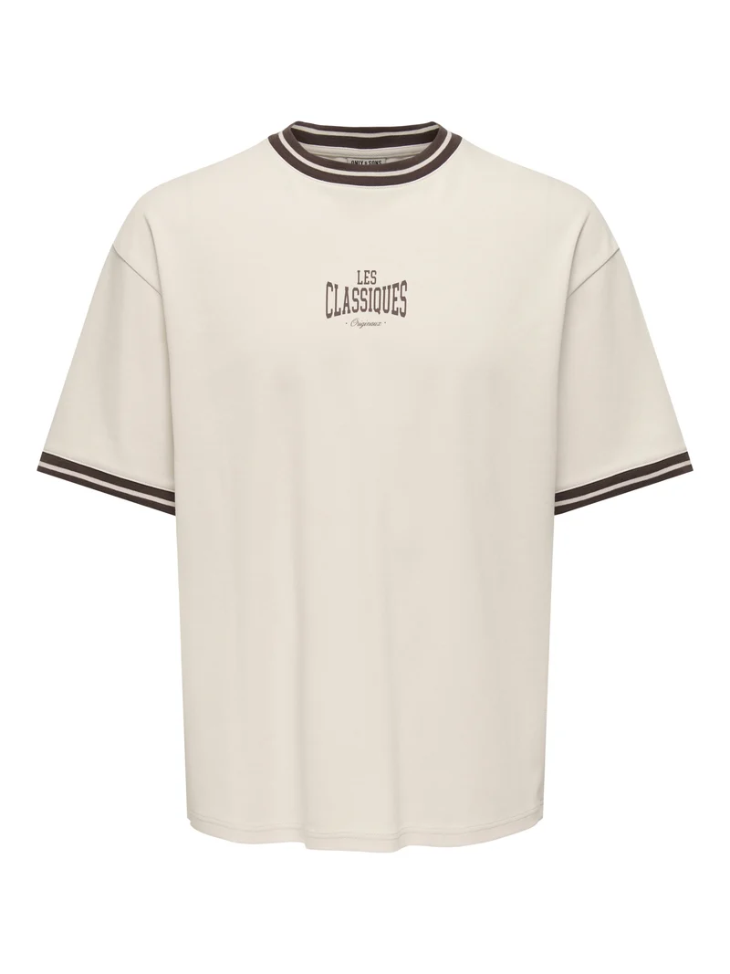 ONSLES CLASSIQUES CASPIAN BOXY SS T, Whitecap Gray/COFFEE BEAN