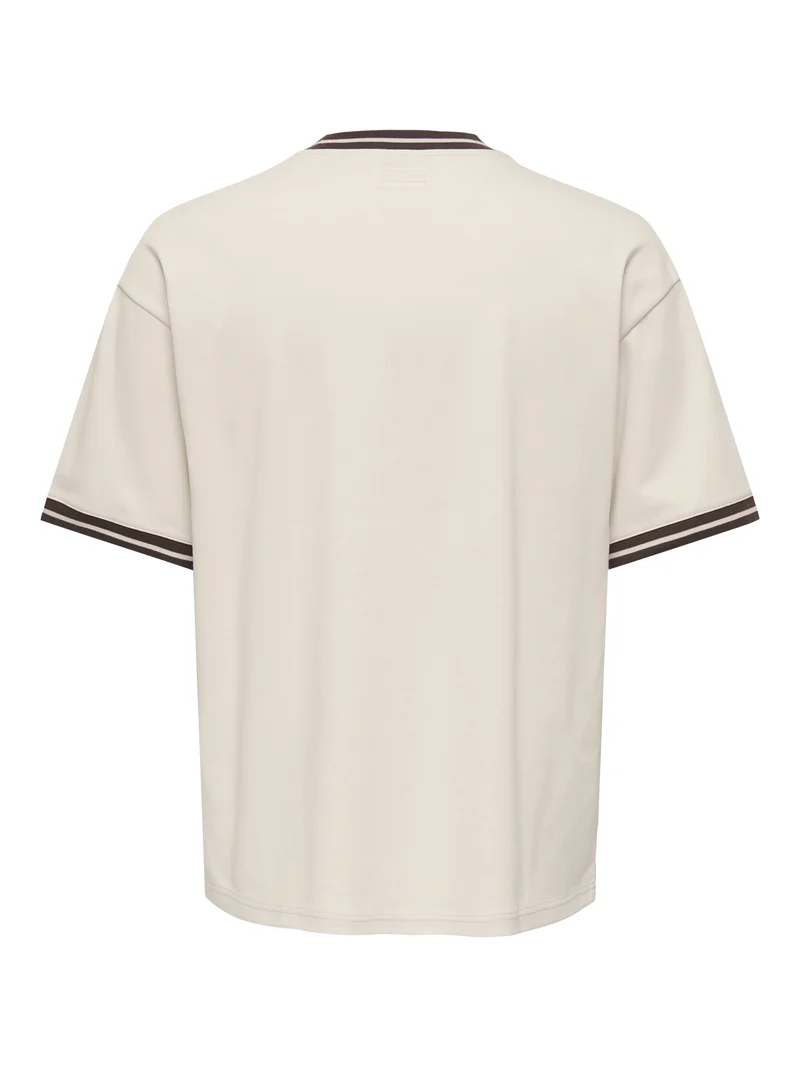 ONSLES CLASSIQUES CASPIAN BOXY SS T, Whitecap Gray/COFFEE BEAN