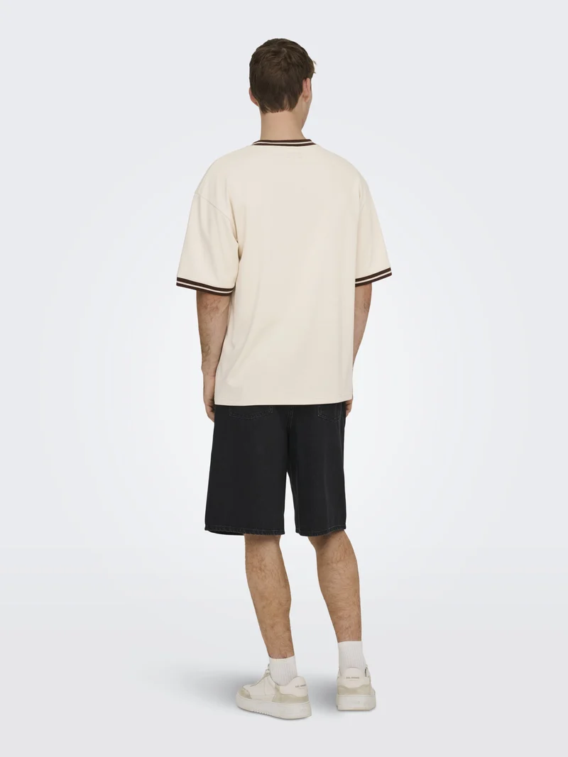 ONSLES CLASSIQUES CASPIAN BOXY SS T, Whitecap Gray/COFFEE BEAN