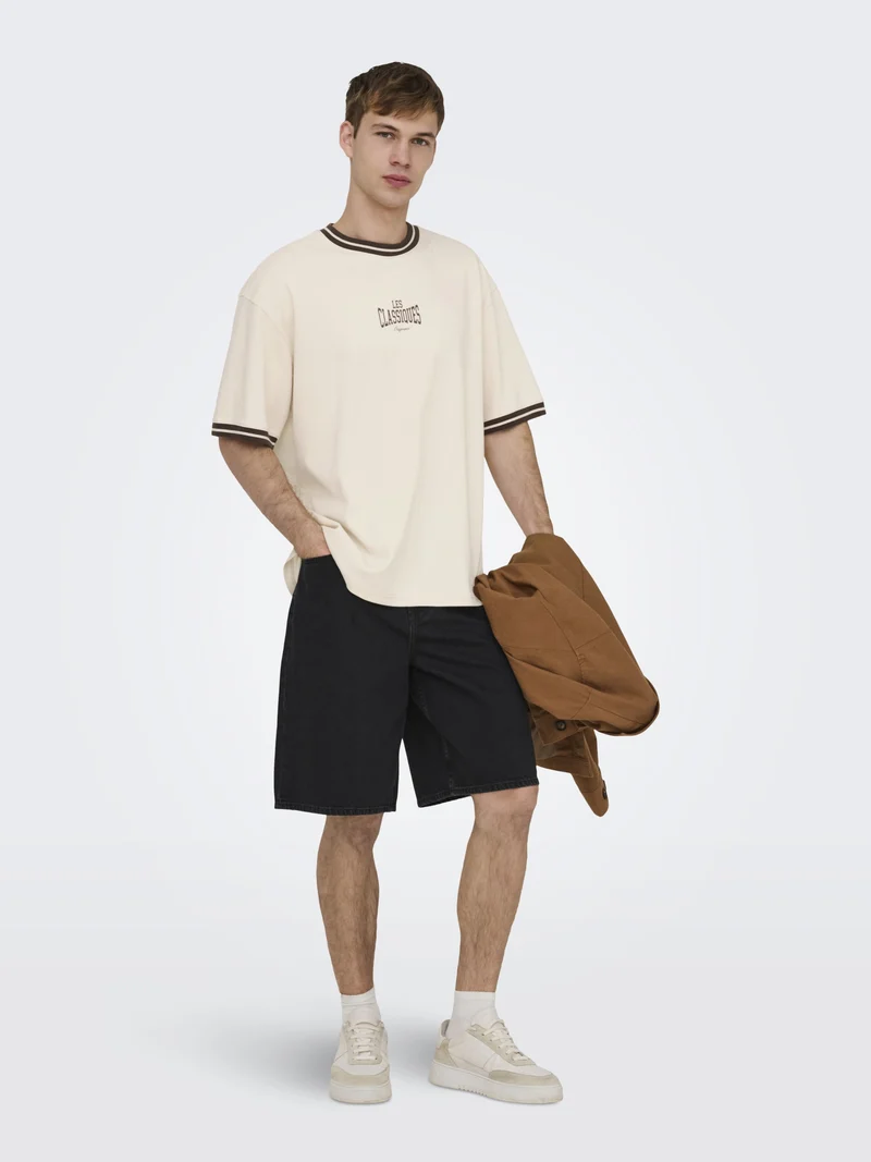 ONSLES CLASSIQUES CASPIAN BOXY SS T, Whitecap Gray/COFFEE BEAN