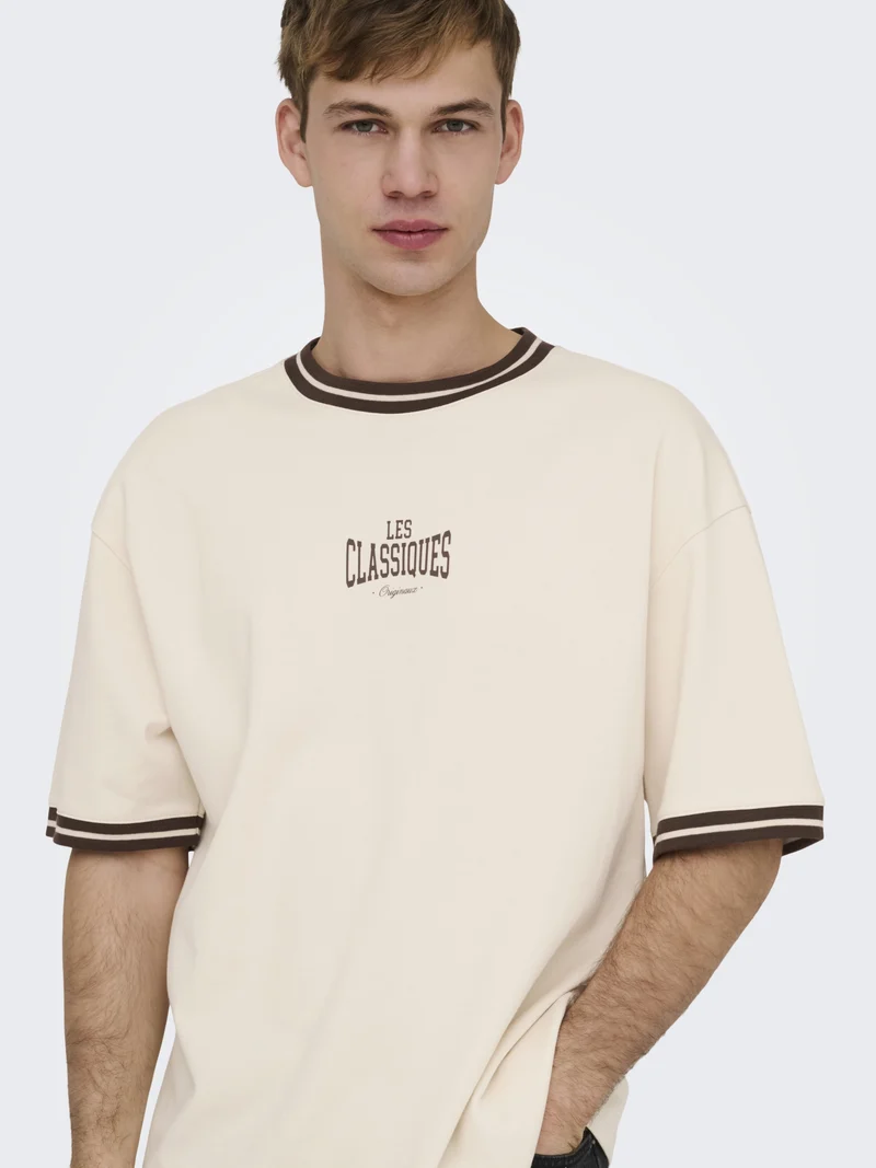 ONSLES CLASSIQUES CASPIAN BOXY SS T, Whitecap Gray/COFFEE BEAN