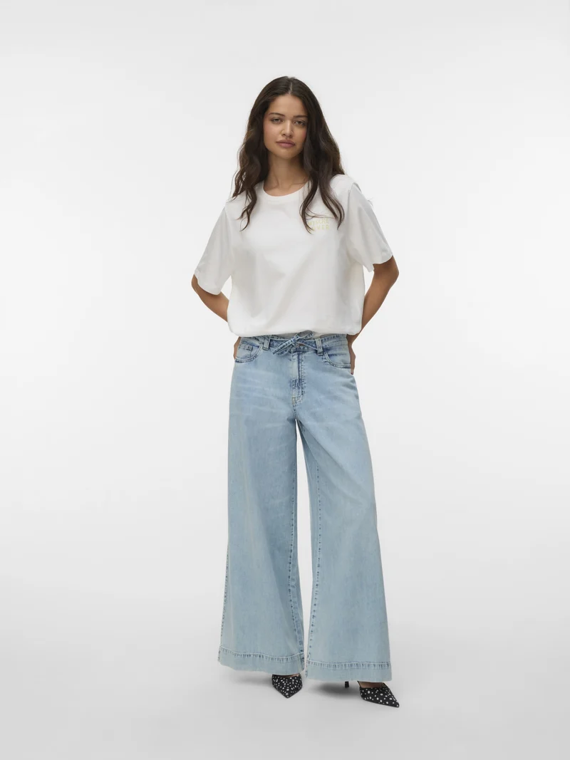 VMAISA MR WIDE PALAZZO JEANS MIX, Light Blue Denim