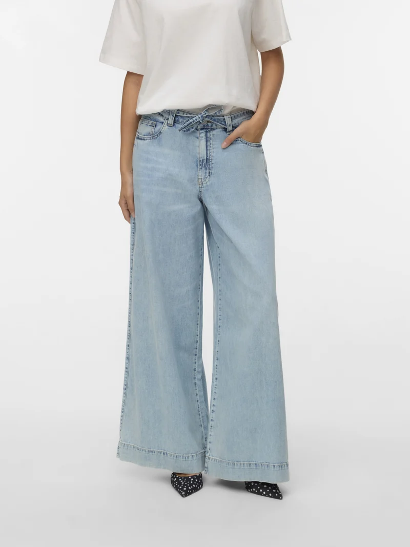 VMAISA MR WIDE PALAZZO JEANS MIX, Light Blue Denim